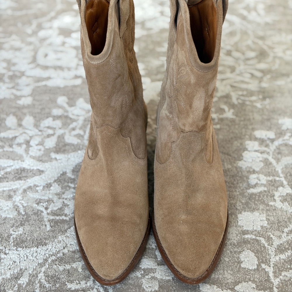 Sezane Suede Ankle Booties in Taupe Brown - Picture 2 of 5